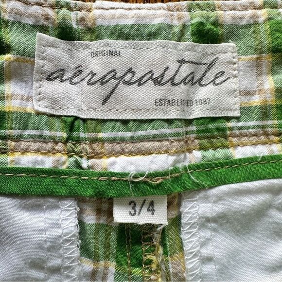 Aeropostale Green White Tan Stripe Shorts Size 3/4 - Picture 5 of 6
